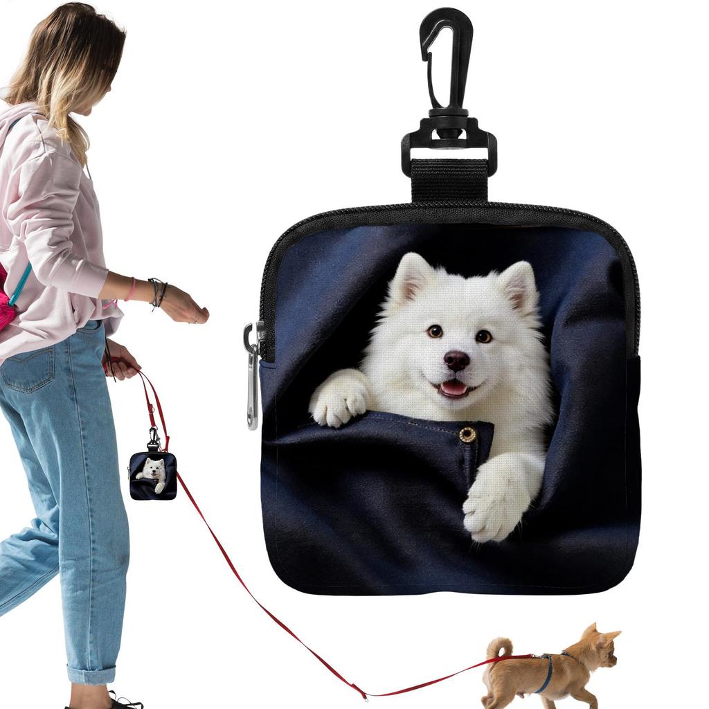 Cute Puppy Pattern Dog Treat Pouch Portable Snack Dispenser for Training, Pet Accessory for All Breeds & Outdoor Adventures