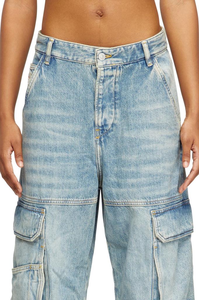 Diesel Women's Relaxed D-Sire-Cargo-D Denim Pants, Size L.30, A133170DBCX, 27-inch, Light Indigo Blue, 01