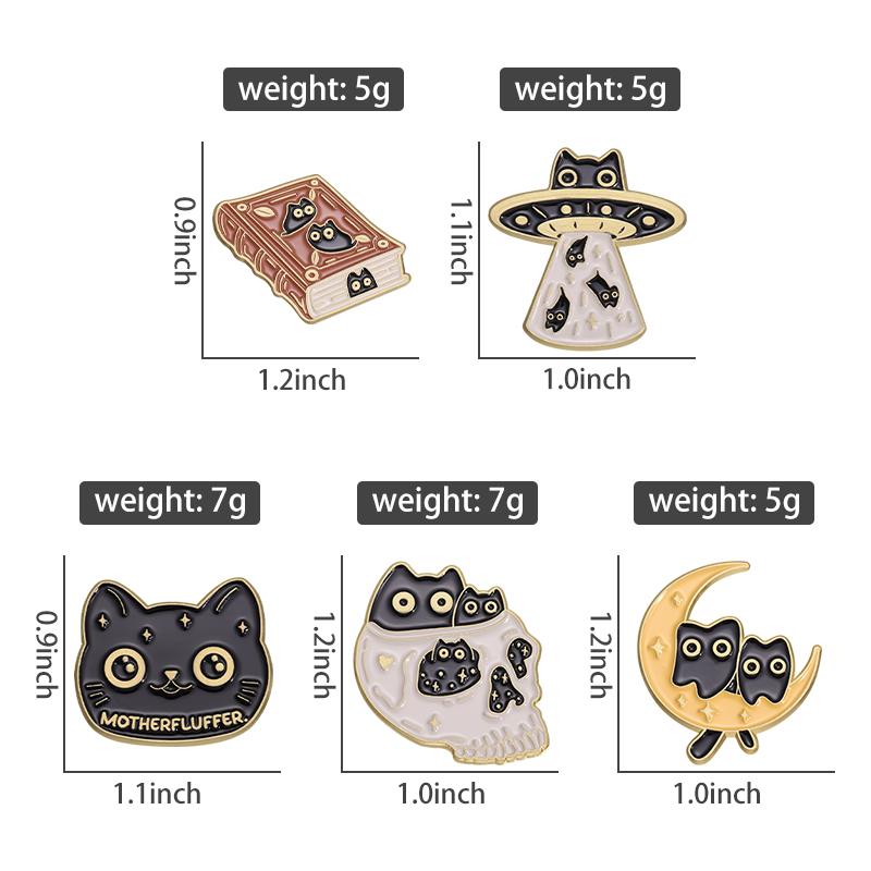 Cute Cats Enamel Pins Custom MOTHERFLUFFER Alien Cat Brooches Lapel Badges Cartoon Animal Jewelry Gift for Kids Friends