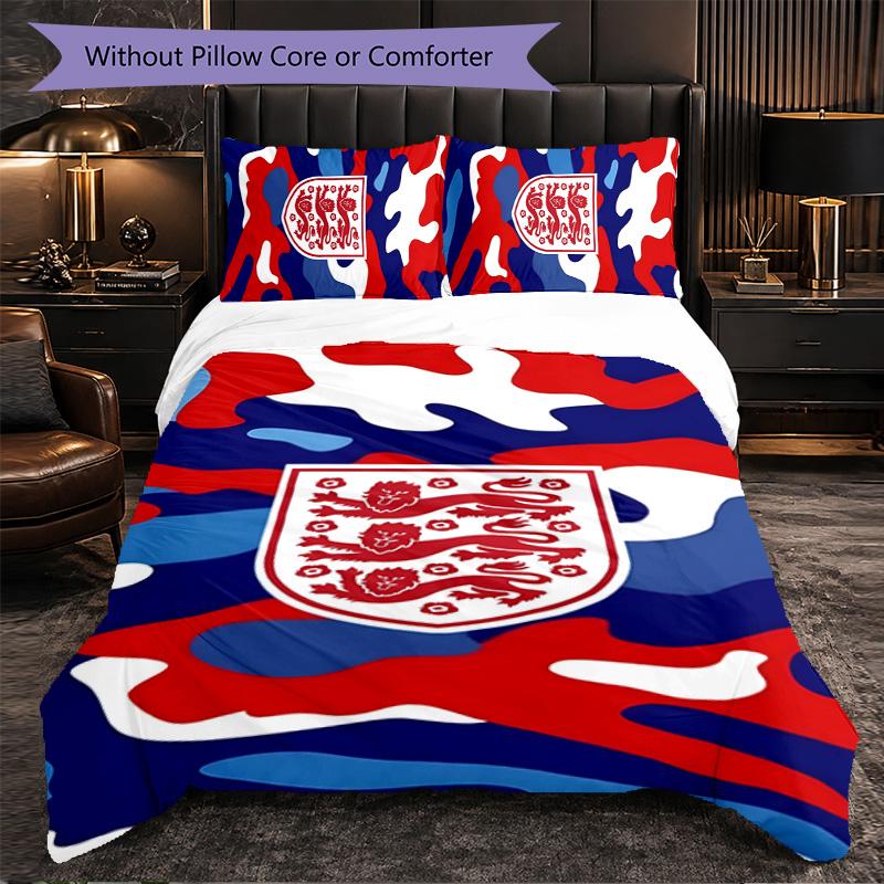 England national football team 3 Piece Bedding Set Soft Duvet Cover Set with Pillowcases Printed Bedroom Decor Set for Home