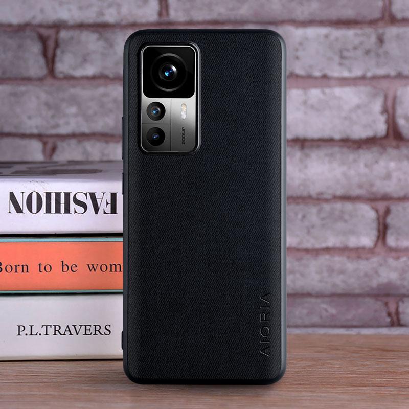 Luxury Textile Leather Case for Xiaomi 12T mi 12T Pro Soft TPU with Hard PC 3in1 material protection cover