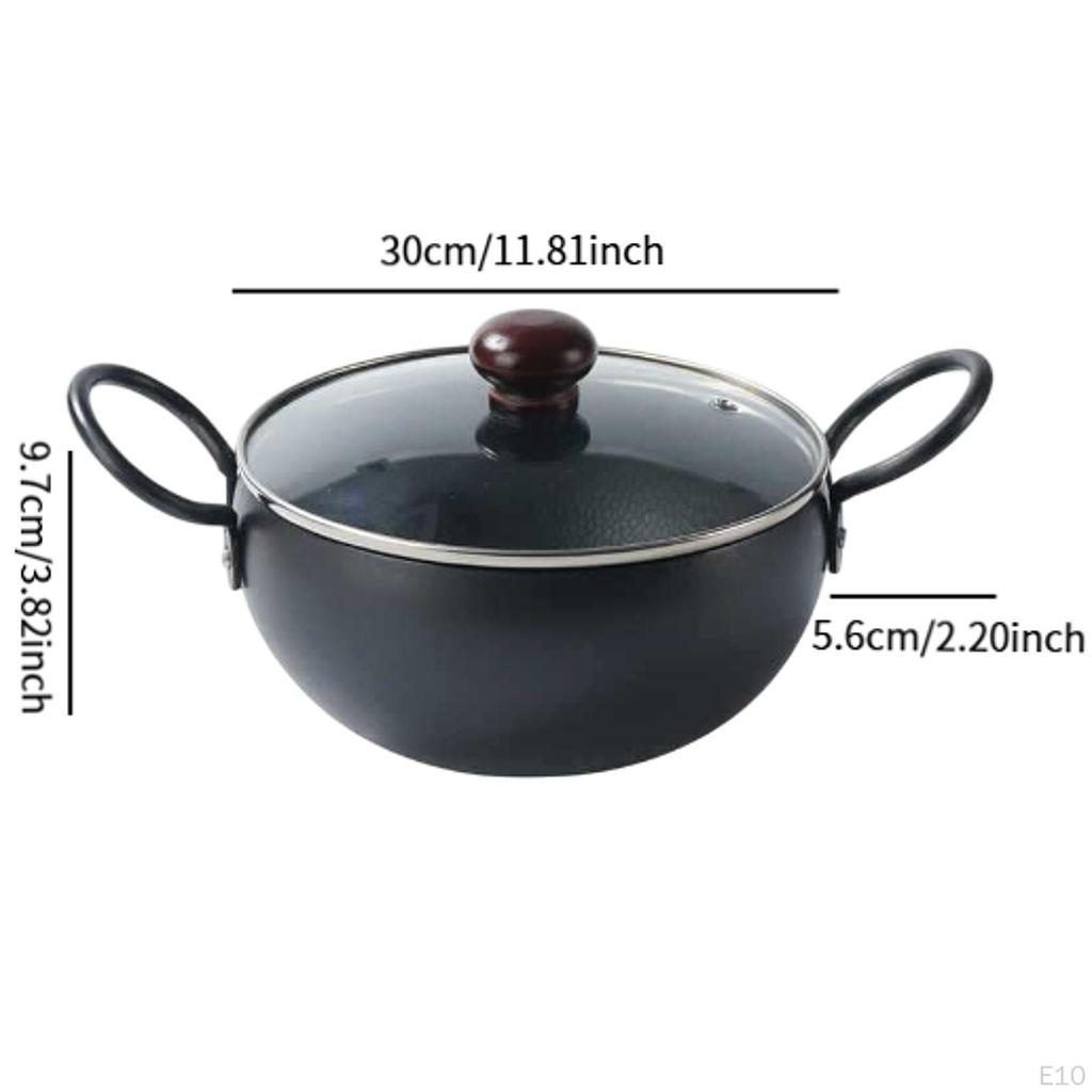 Железная кастрюля со стеклянной крышкой для супа и лапши на кухне