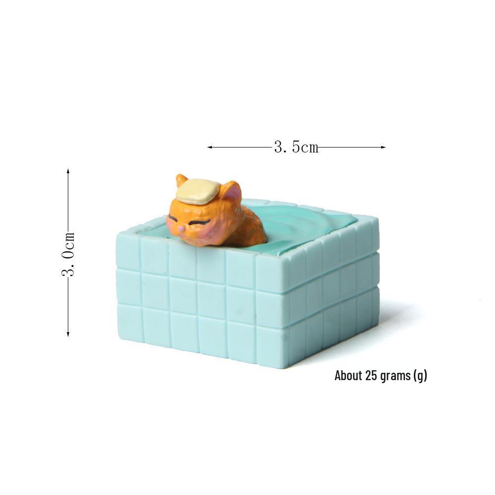 Creative Cat Meow Bath Bomb Set with Blue Tub and Hand-Painted Figurines for Micro Landscape Gardening