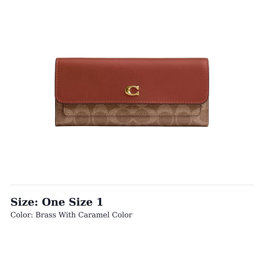 COACH Coated Canvas With Calfskin Wallet Regular Women's Brass & Charcoal CAT55-B4XHG