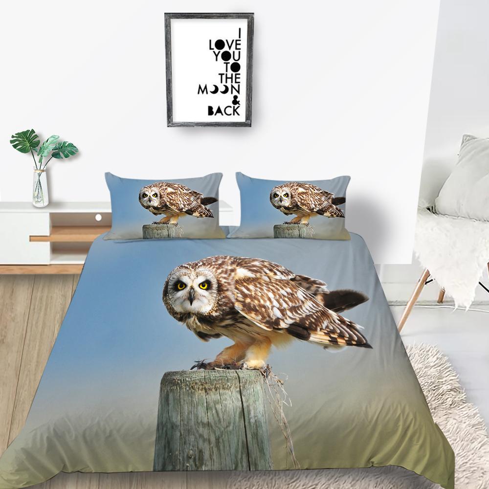 Комплект постельного белья серии «Сова» Постельное белье для спальни Одеяло и наволочка Простыня/двуспальная кровать Полный размер 2/3 шт. Украшение дома