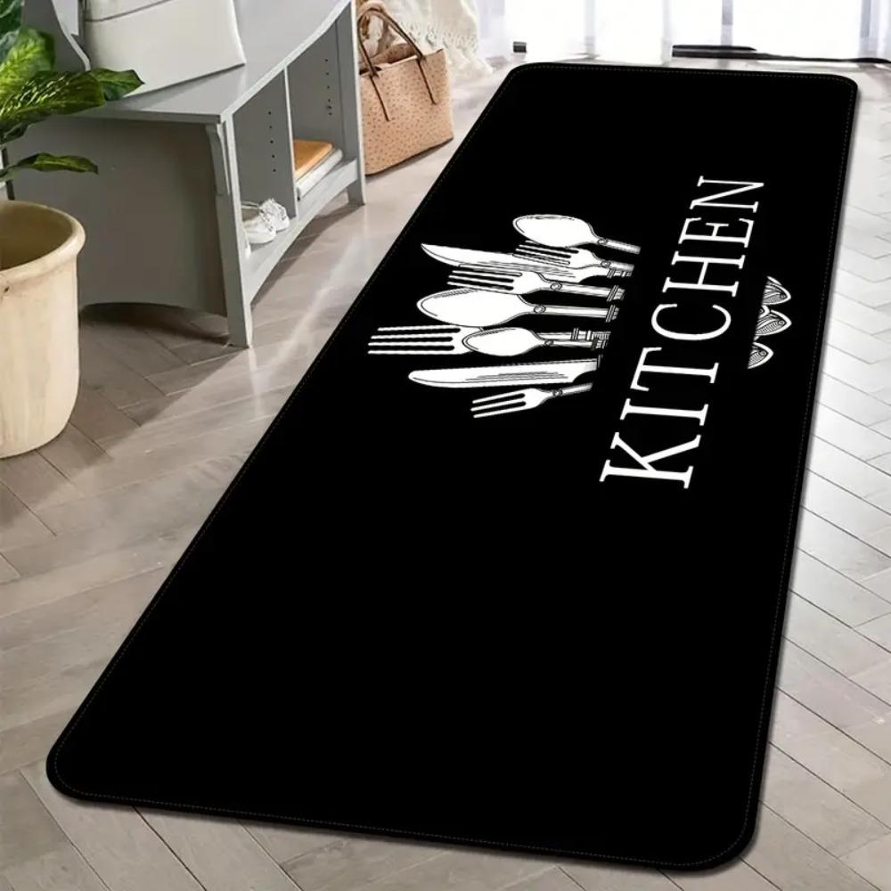 Tableware Pattern Floor Mat Dirt-resistant Doormat Kitchen Carpet Kitchen Runner Rug Entrance
