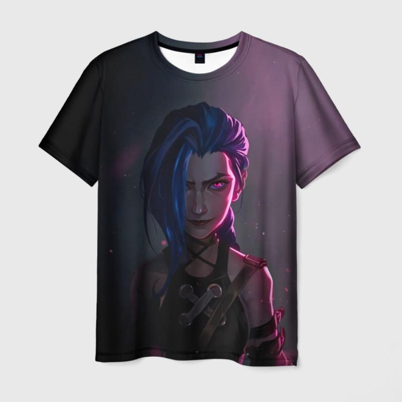 Футболка с рисунком аниме Arcane League Jinx Graphic 3D Printed для мужчин и женщин с коротким рукавом и круглым вырезом, повседневная верхняя одежда в стиле Харадзюку
