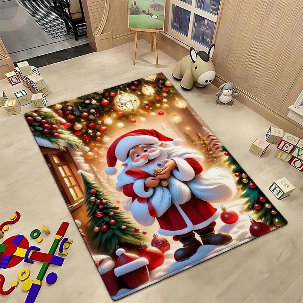 Cozy Christmas Gingerbread Cottage Patterned Rug Allseason Carpet For Study Reading Area Home Decor New Year Gift