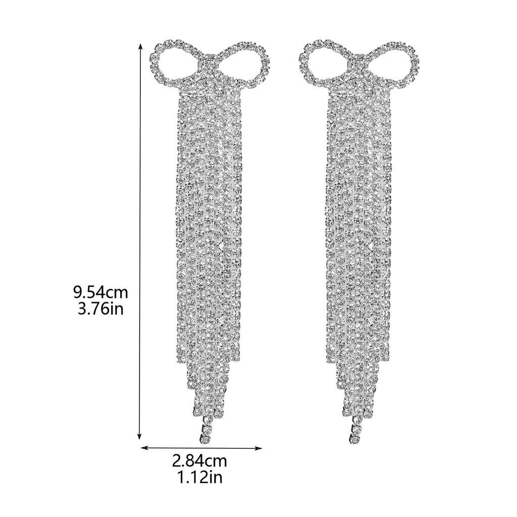 Роскошные длинные серьги-кисточки с бантом, модные цепочные блестящие женские серьги с кристаллами, 1 пара