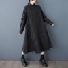 Длинный рукав Большой размер хлопок винтаж черный новые платья для женщин повседневное свободное платье весна-осень