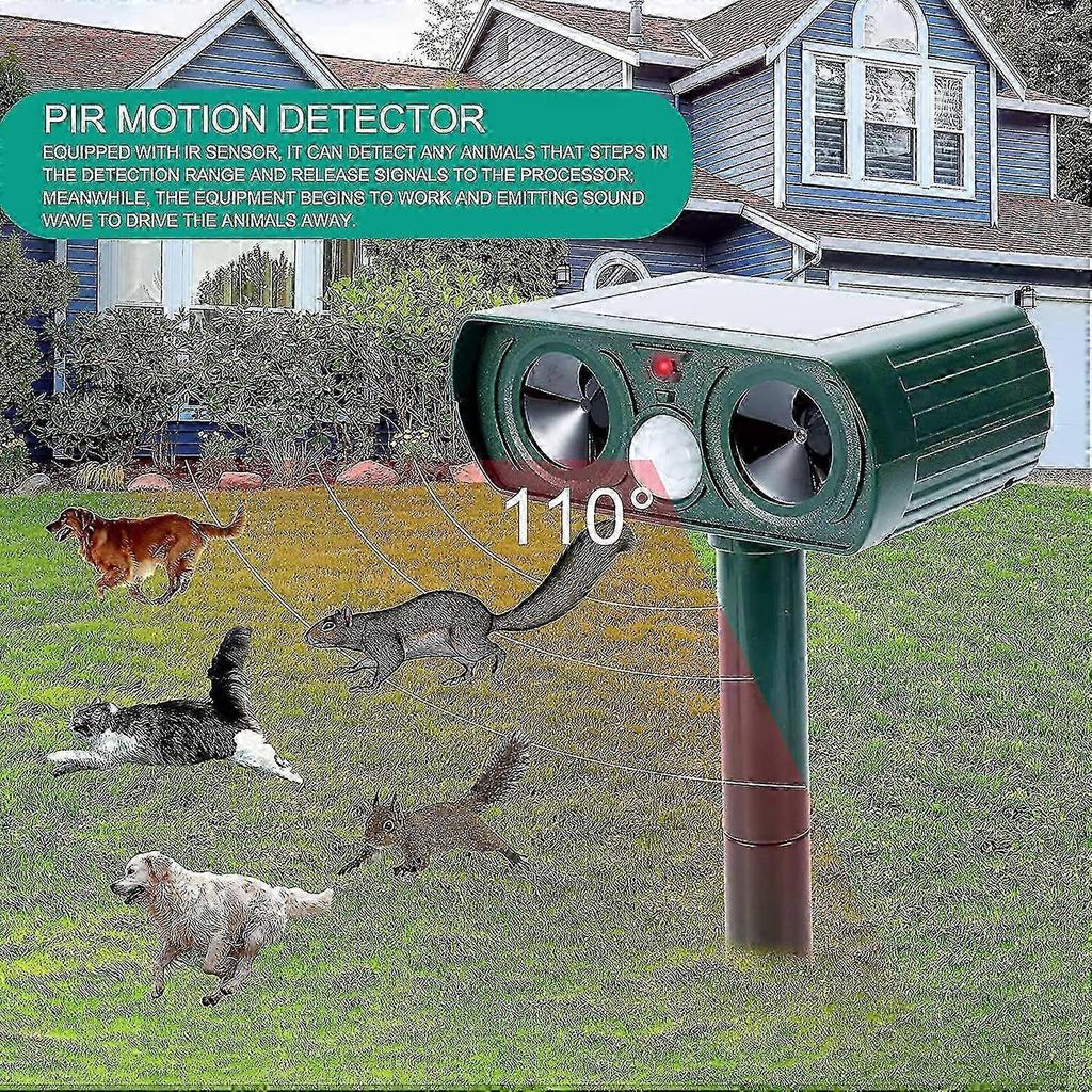 Ultrasonic Animal Repeller Outdoor, Solar Power Animal Repeller With Pir Motion, Waterproof Ultrasonic Pest Repeller Cat 25-26