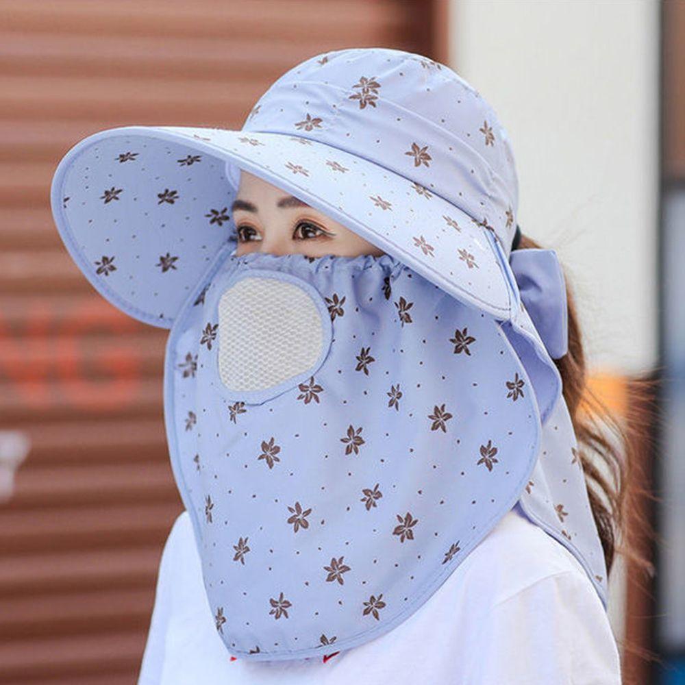 Polyester Do Farming Work With Neck Flap Summer UV Protection Women Sun Hat Flower Print Bucket Hat