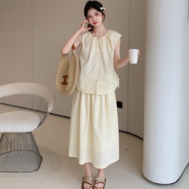 2026 Summer Petite Maternity Fashion: French Style Vest and Skirt Set