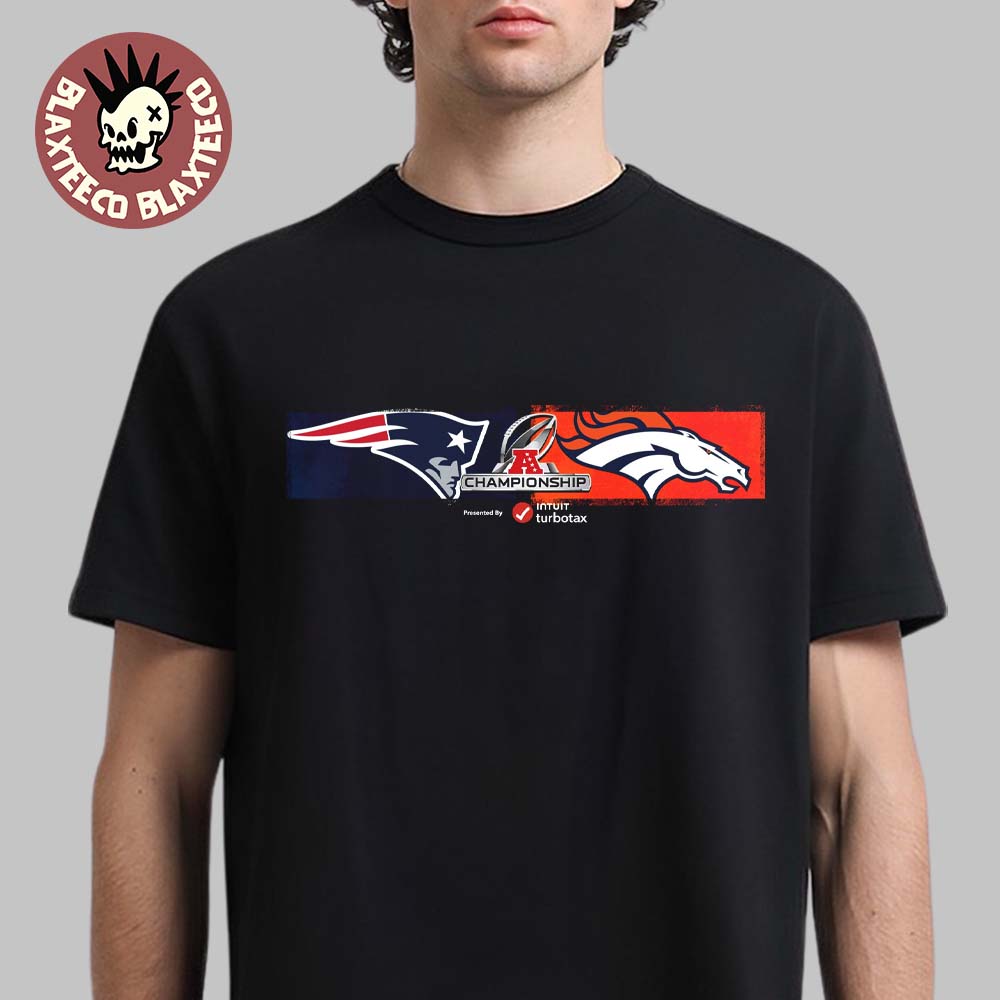 Футболка с логотипом матча Чемпионата АФК НФЛ 2026 New England Patriots против Denver Broncos
