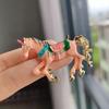Yousheng 1/3Pcs Brooch Pin Vintage Enamel Horse Design Brooch Zinc Alloy Horse Ornament Christmas Costume Accessory