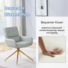 [Set of 2] European Light Luxury Swivel Chair: Warm Gray PU + Gold-Colored Metal Legs, 360 degrees Silent Rotation
