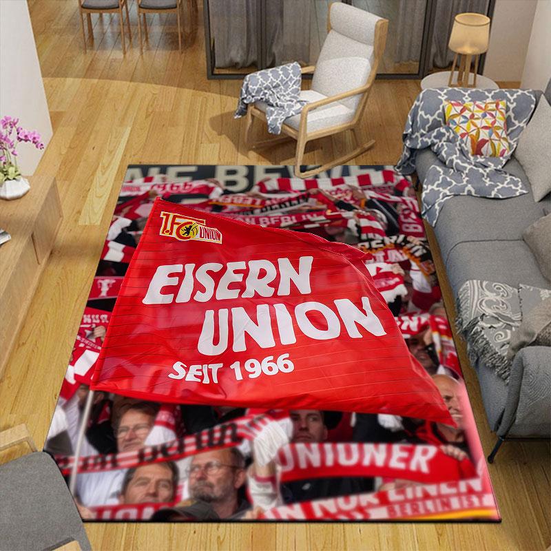 Union Berlin logo Flannel Printed Carpet, Home Sofa Decoration for Living Room & Bedroom, Non‑Slip Play Flannel Floor Mat for Game Room
