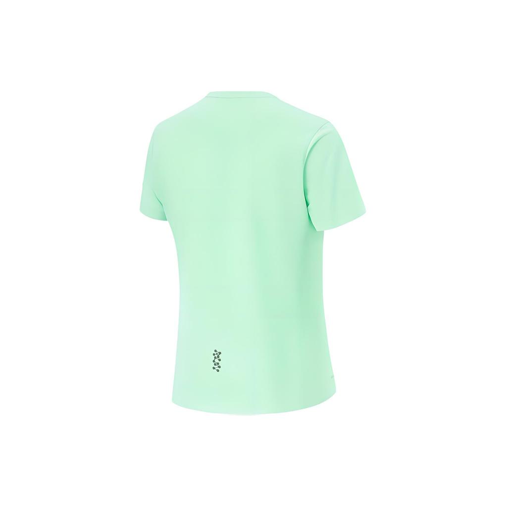 Футболка Li Ning Running Series, однотонная, быстросохнущая, светоотражающая, дышащая, с круглым вырезом и коротким рукавом, женская, цвет холодный зеленый ATSU190-5