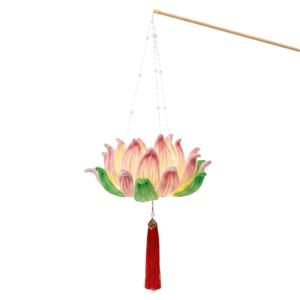 3D Twisted Stick Lotus Flower Lantern Luminous Handheld Lantern Traditional Decor