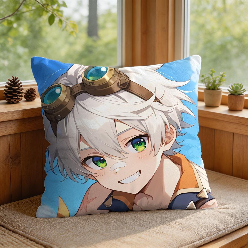 Bennett Genshin Impact Cute Cushion Cover Square Short Plush Pillow Case Living Room Sofa Home Decor Funda X