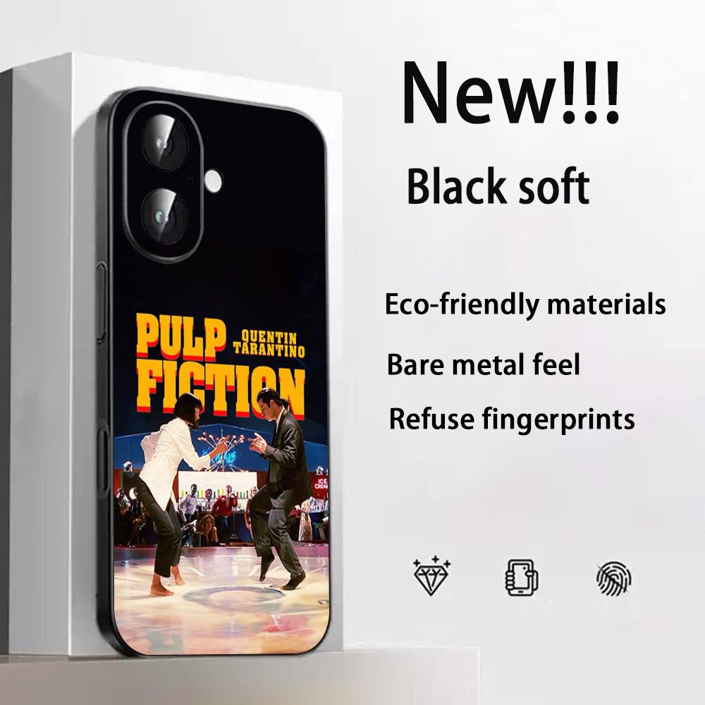 Классические фильмы Постер Криминального чтива Чехол для телефона Для iPhone 17 16 e 15 14 13 12 Plus Mini Pro Max Мягкий черный Ударопрочный чехол