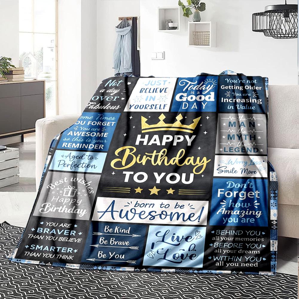 Happy Birthday Celebration Multi-purpose Blanket Comfortable ure Suitable for Sofa Couch Office Bed Seasons Universal Warmthful Friends Y32