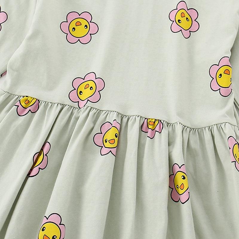 Kids Dress Children Girls Long Sleeve Round Neck Dress