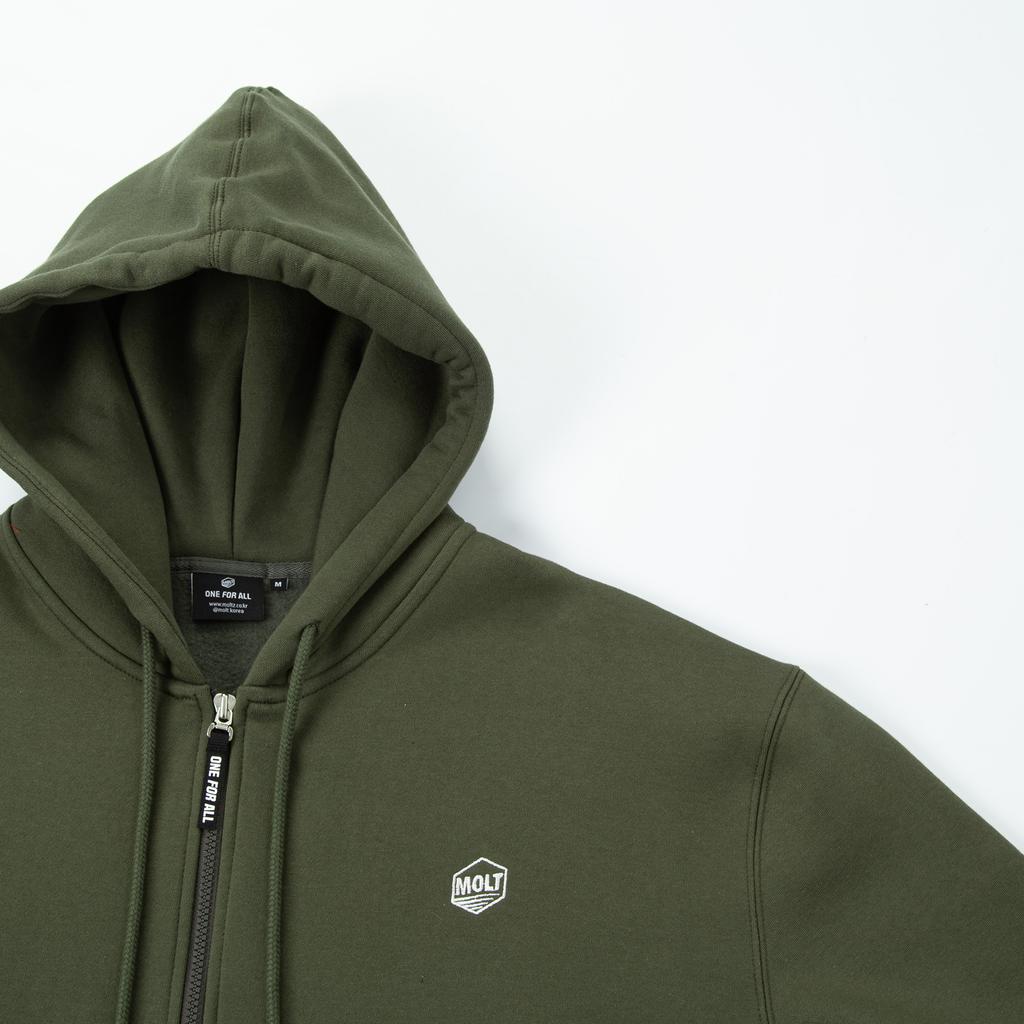 Толстовка на молнии с капюшоном Molt Unisex, базовая, с флисовой подкладкой (хаки)