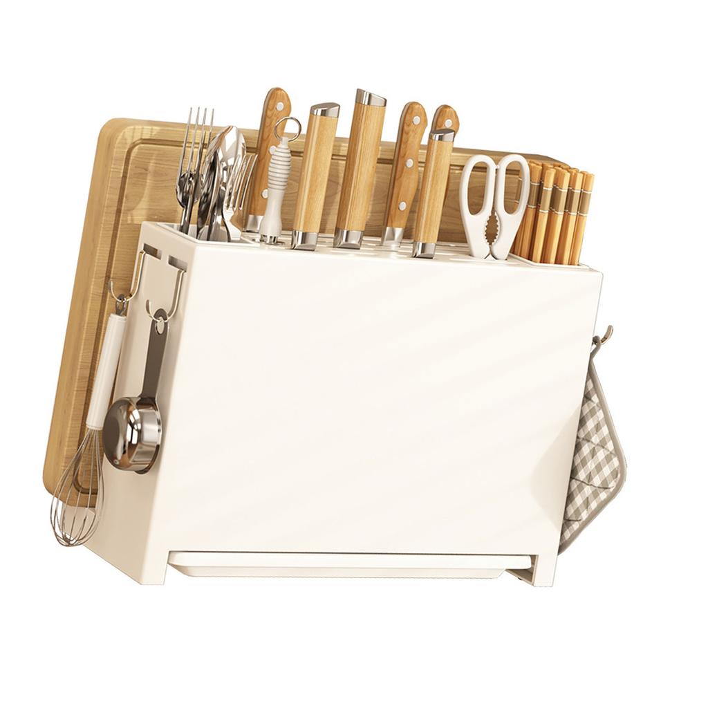 Kitchen Knife Drying Holder Integrated Chopsticks Cutting Board Storage Rack White Kitchen Knife Drying Holder