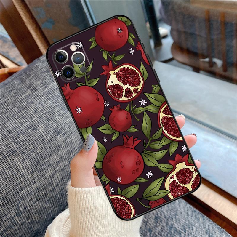 Чехол для телефона с изображением красного граната (фрукт) для iPhone 16 15 13 12 11 14 Pro Max 12 13 mini XR 15 16 Plus 16e Защитный корпус
