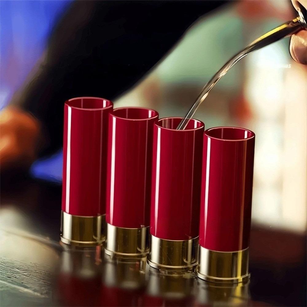 4PCS/Set Food Grade Shot Glass Drinking Cup 12 Gauge Flat Cup Tequila Glasses Soldier’s Lipstick