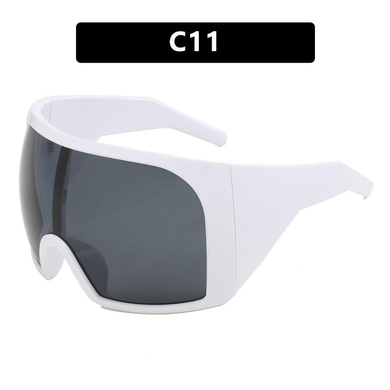 Futuristic Wrap Around Sunglasses Rave Curved Lens Uv400 Protection 2000'S Eyewear Oversized Sun Glasses For Women & Men