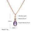 Сверкающее фиолетовое овальное ожерелье с подвеской из натурального циркона для женщин, подвеска цвета розового золота, винтажные украшения для вечеринок и на каждый день