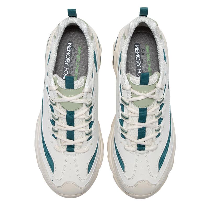Skechers DLites 1.0 Модные Удобные Амортизирующие Легкие Низкие Папины Кроссовки Мужская Спортивная Обувь Белый Зеленый 894193-OWGN