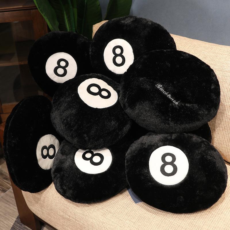 Creative Black 8 Billiards Pillow Plush Toy Sofa Pillow Cushion Living Room Decoration