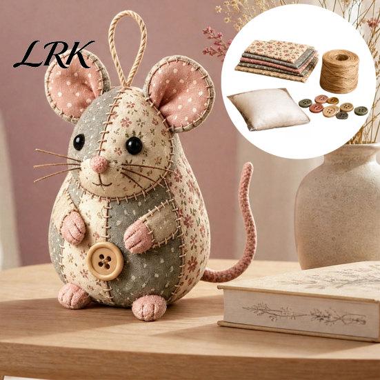 Милая плюшевая мышь, лоскутный набор для шитья DIY, набор для рукоделия с цветочной тканью, наполнитель и пуговицы-игрушки, мягкая игрушка-украшение для начинающих