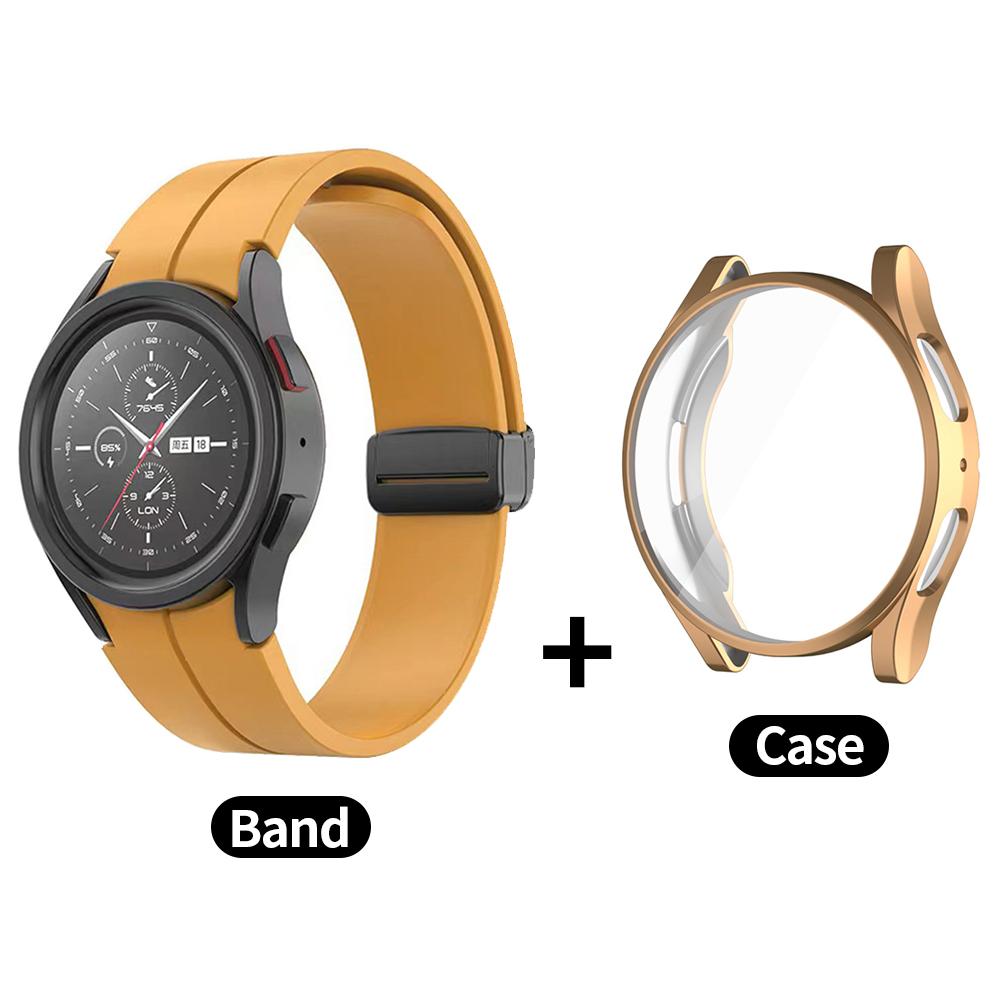 Чехол+Ремешок для Samsung Galaxy Watch 4/5/6 40мм 44мм Всесторонний Мягкий ТПУ Защитный Чехол для Galaxy Watch6 Classic 43мм 47мм Ремешок