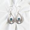 Серьги из серебра 925 пробы с натуральным камнем топаз London Blue, ручная работа 1.91" EE-90-8