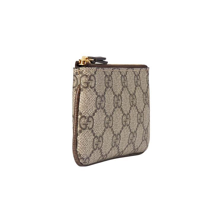 Gucci Ophidia Double G Logo Zipper Canvas And Leather Key Pouch Women Accessories Beige Ebony 772321-K9GSG-8367