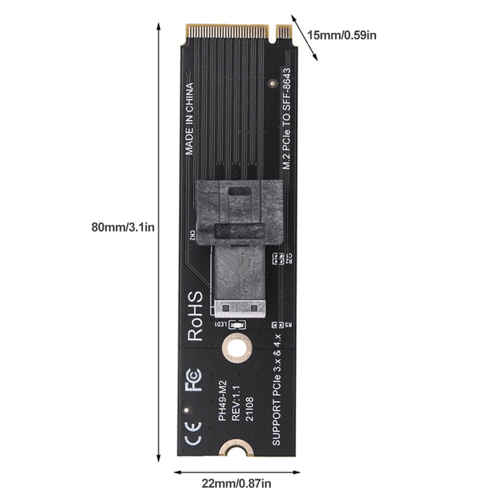 M.2 NVME To U.2 Adapter Card Mkey PCIeX4 M.2 PCIe To SFF8643 Hard Disk Adapter Card M.2 NVME Support 2230/42/60/80 SSD