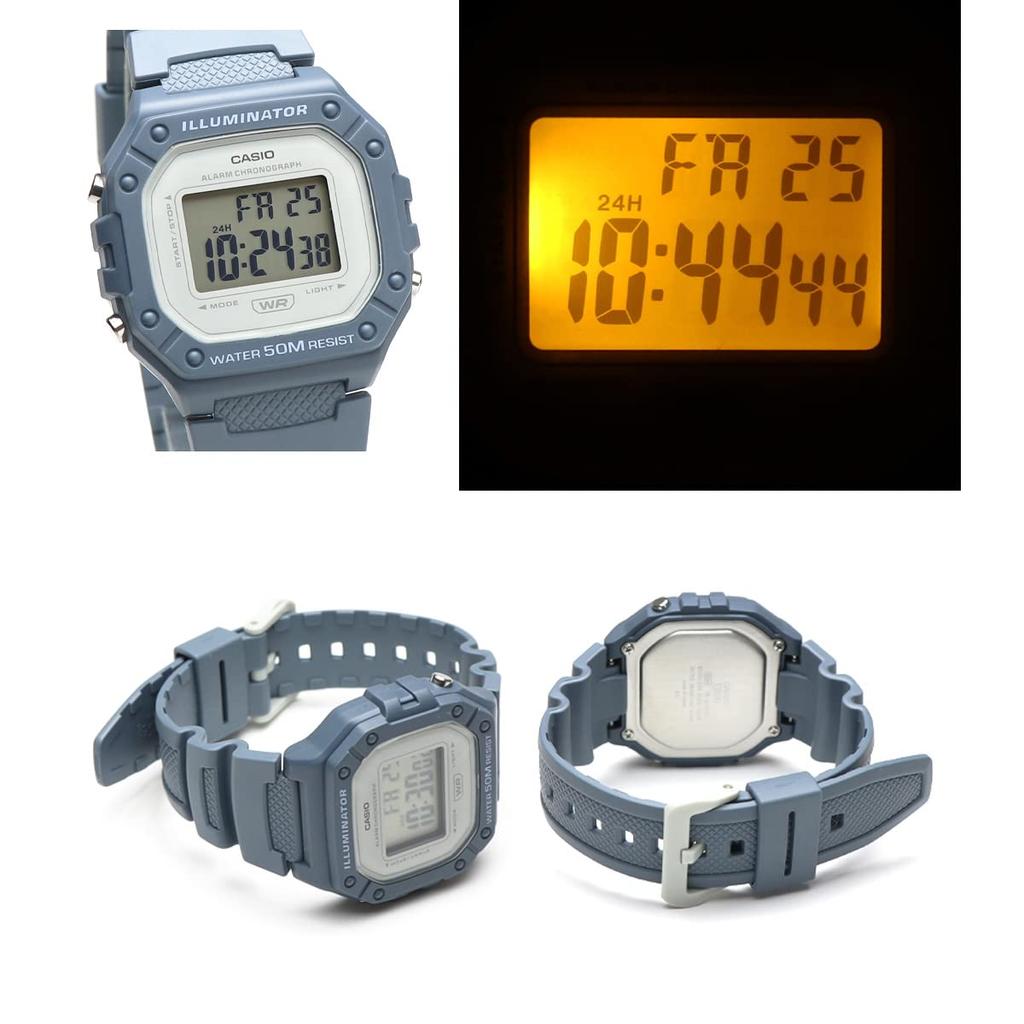 CASIO Casio Dull Color Smoky Color Nuance Color Тонкие Легкие Водонепроницаемые Квадратные Цифровые Квадратные Детские Дешевые Casio W-218HC Мужские Женские (Тусклый синий)