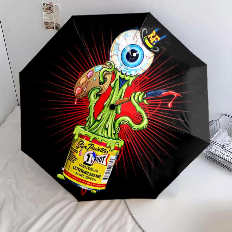 1 шт. Зонт с рисунком Rat Fink, Портативный складной зонт, Железный каркас, Структура из костей, Уличный домашний зонт