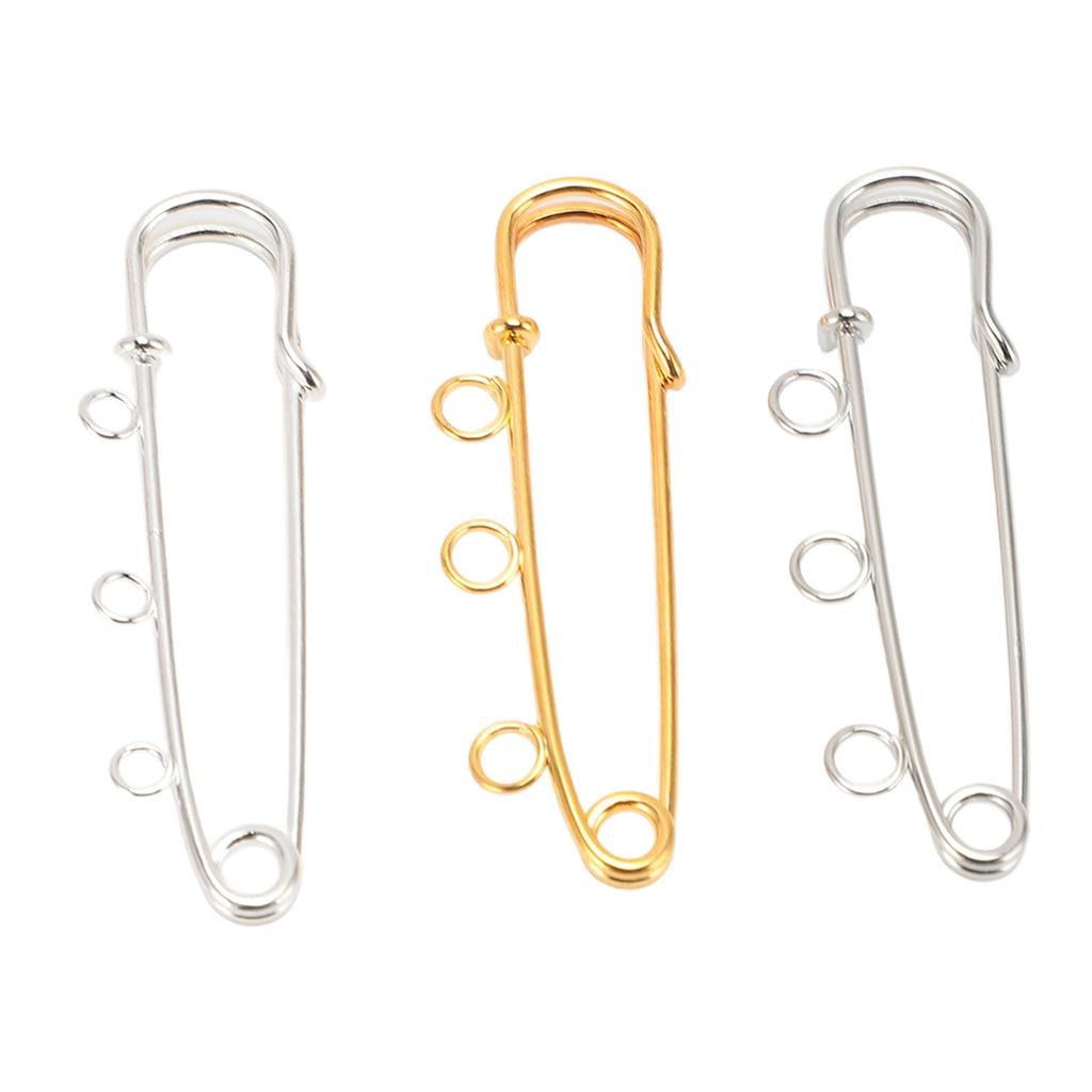 30pcs Brooch Pins with 3 Holes Safety Pins Brooch Heavy Duty Kilt Pins Fasteners for DIY Crafts Sewing Clothing Blanket