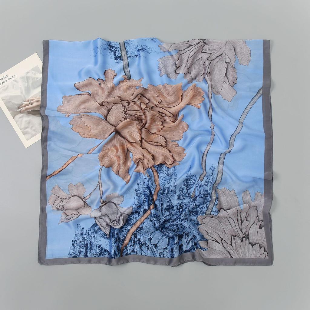 Simple Fashion Celebrity Style Plants Peony Flowers Women's Seaside Holiday Shawl Travel Sun Shading Sarongs