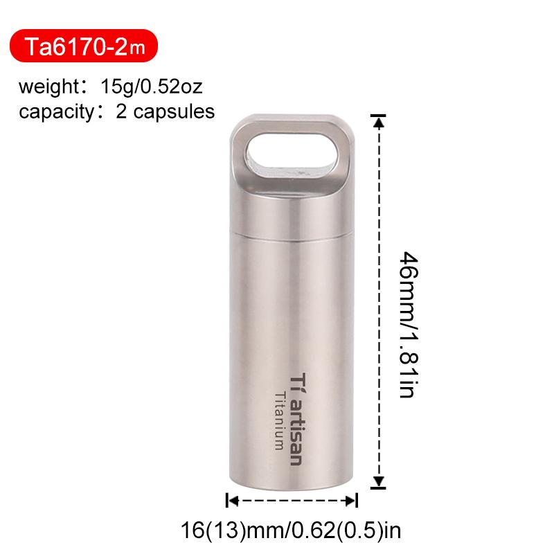 Tiartisan Titanium Mini EDC Tools Portable Sealed Medicine Bottle Home Outdoor Pill Box Waterproof Titanium Pill container 4