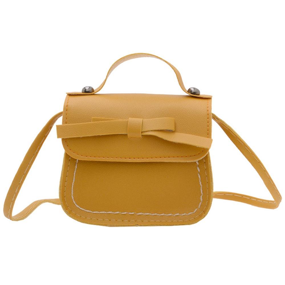 Cool PU Leather Bow Shoulder Bag Handbag Solid Color Bow Crossbody Bag Coin Purse Wallet Children Small Bag Gift