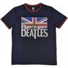 The Beatles Unisex Adult Logo & Vintage Flag Cotton Ringer T-Shirt