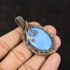 Кулон с голубым опалом Оуайхи, обернутый медной проволокой, кулон ручной работы, украшения из медной проволоки, подарок для женщин, ювелирные изделия из драгоценных камней высшего качества
