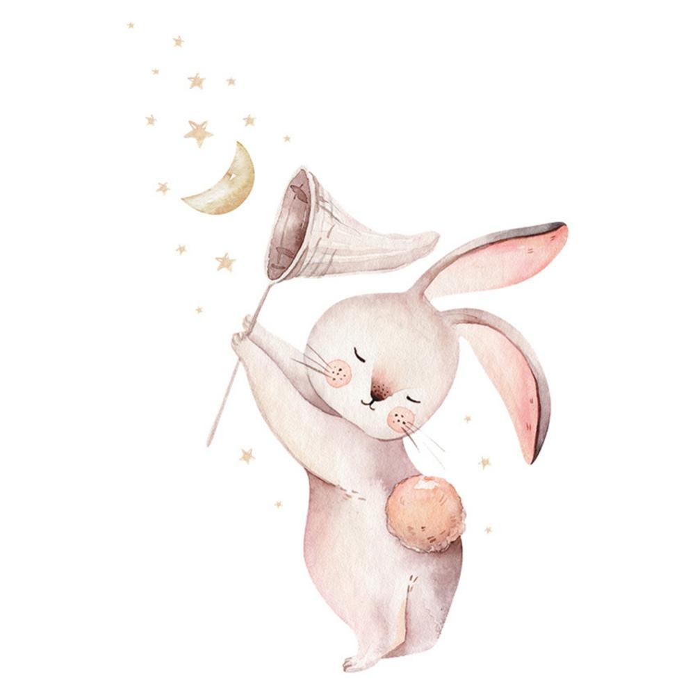 Wall Sticker Wall Decals Nursery Kids Room Cartoon Bunny Moon Star