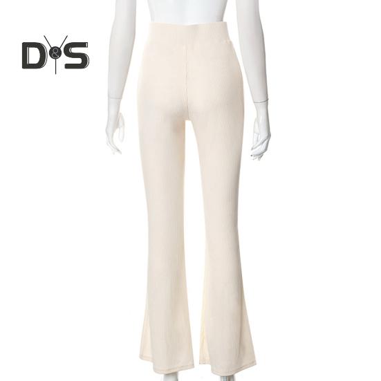 Женские брюки с высокой эластичной талией, эластичные однотонные нитки, облегающие брюки с расклешенным подолом, мягкие теплые длинные спортивные брюки для йоги, осенне-зимние спортивные штаны